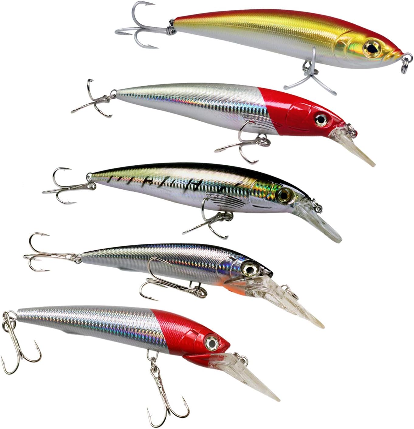 Fishing Crankbait Lures, Red Longlips Big Plugs Popper GT Big Game Pencil Floating Minnow Hard Fishing Lure Fishing Crankbait Lures, for Salmon, Sea Trout, Striper, Bass, Pike, Walleye