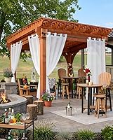 Vista 1 de HolidayIdeas - Cortinas traslúcidas blancas para exteriores, impermeables para el patio, 4 paneles - 54 x 84 pulgadas - Cortinas de gasa