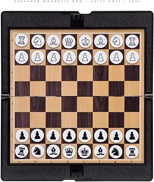 Wooden Chess Sets Wallet Appearance Portable Board Games Party Children Gift (Size : 20x18x0.5cm)