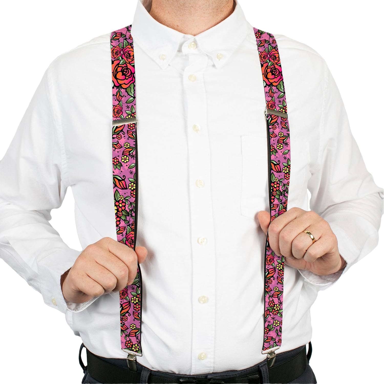 Buckle-Down Suspenders, Born to Blossom Close Up Pink