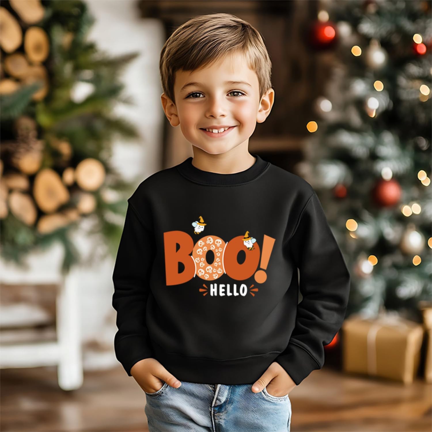 Toddler Halloween Sweatshirt Boys Girls Pumpkin Ghost Dinosaur Graphic Tees Kids Long Sleeve Outfit Tops 2-7t - Image 2