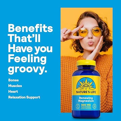 Miniatura 9 de Natures Life Magnesium  500 mg de magnesio para la salud ósea y muscular, suplemento para apoyar el alivio del estrés, el sueño, la salud cardíaca,