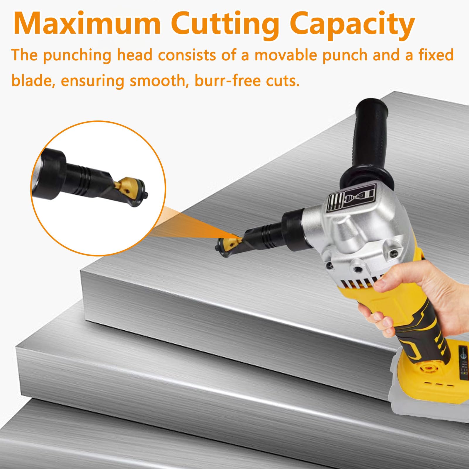 Grignoteuse sans fil Makita 18 V, cisaille électrique sans balais 1900 tr/min, tête rotative 360°, 3 vitesses, coupe acier inoxydable