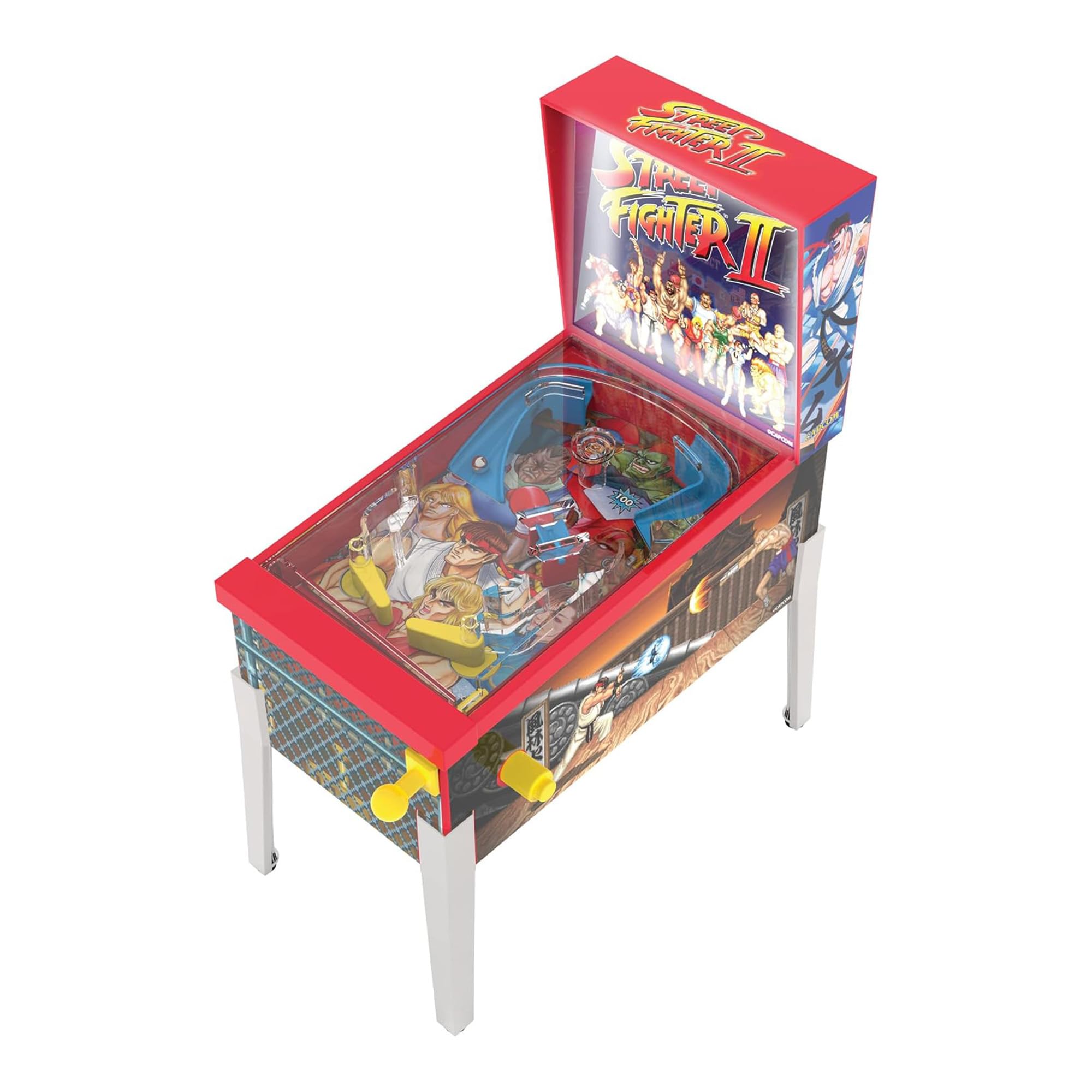 Ambassador Street Fighter II Mini Flipper Arcade - Jeu de Flipper de Table avec Lumière et Son - Machine Flipper Compacte avec Lanceur Rampes et Défis Skill Shot - Jouet Enfant 3 Ans et Plus
