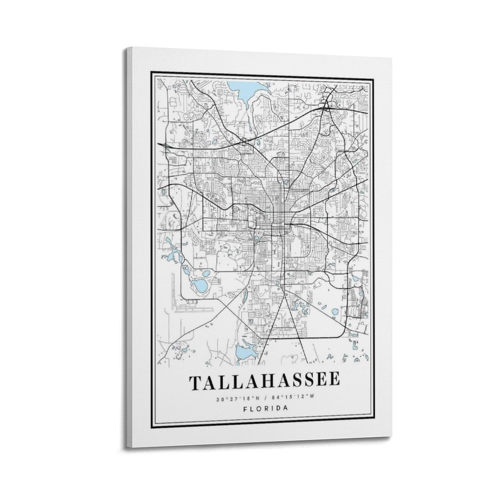 xiaoxiaoshen Tallahassee Florida Map Canvas Poster Wall Art Prints Room Aesthetic Murals Bedroom And Living Decorations 20x30inch(50x75cm)