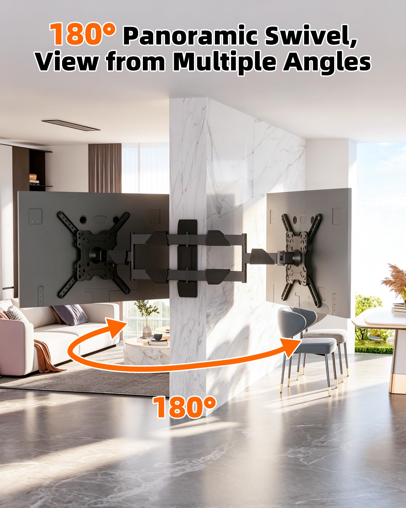TV Wandhalterung Schwenkbar Fernseher 32-50 Zoll, 360° Verstellbare Halterung Schwenk Neigbare für TV Bildschirme & Monitore bis zu 19,8kg, MAX VESA 400x400mm DY3255XZ