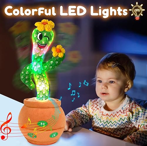 Miniatura 3 de Juguetes para bebés, juguete de cactus que habla cantando para niños pequeños de 3 a 6 años, imitando y repite lo que dices, cactus de felpa con