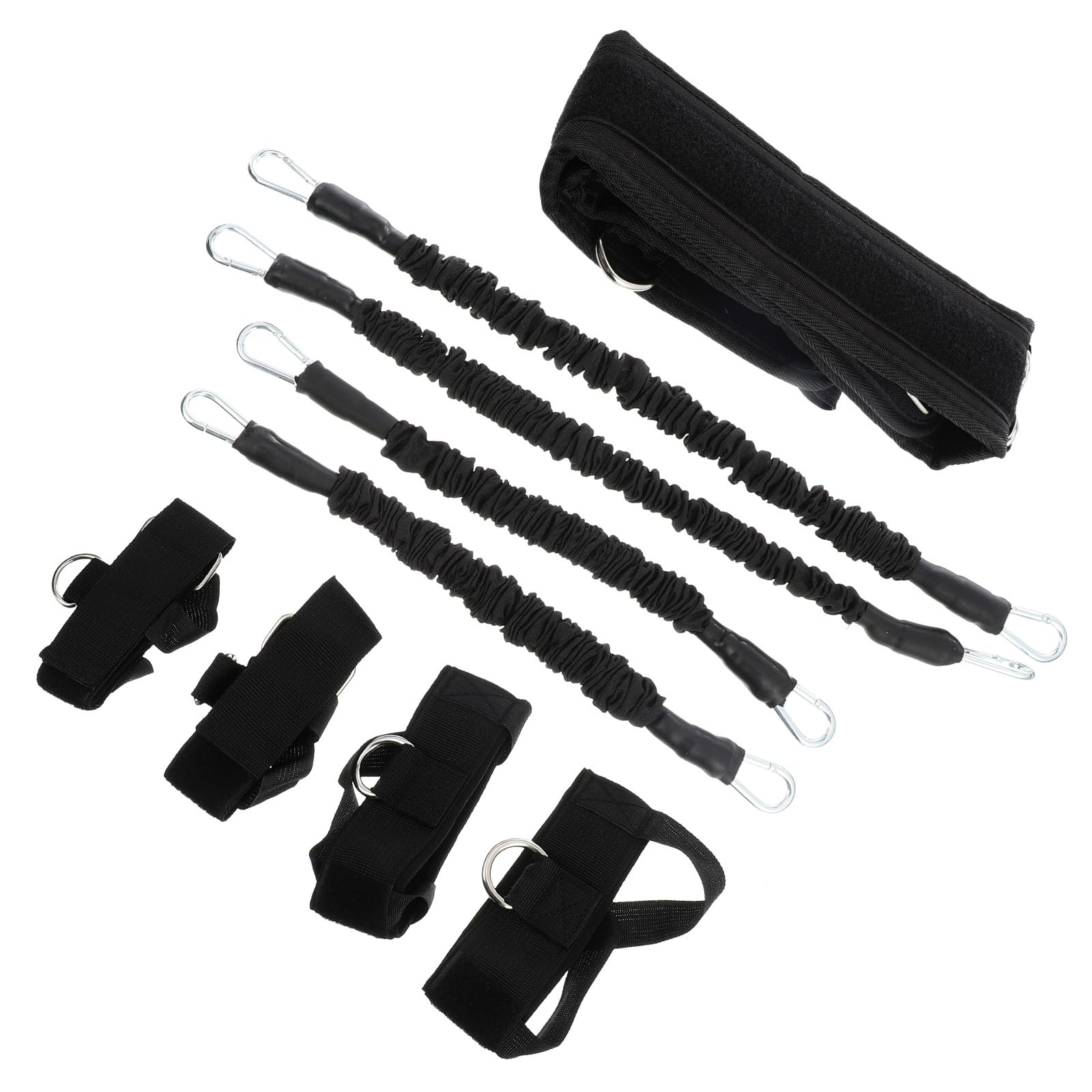 Bandes de Fitness de Résistance Réglables 20 LB, Corde D’entraînement | 1 Set, Forte Élasticité et Haute Résistance, Tissu Oxford et Corde Latex, pour Bras et Jambes, Noir