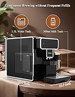 Vista 4 de Máquina de café expreso totalmente automática de 12 tazas, cafetera de un solo toque, capuchino, café con leche, americano, expreso, autolimpiante