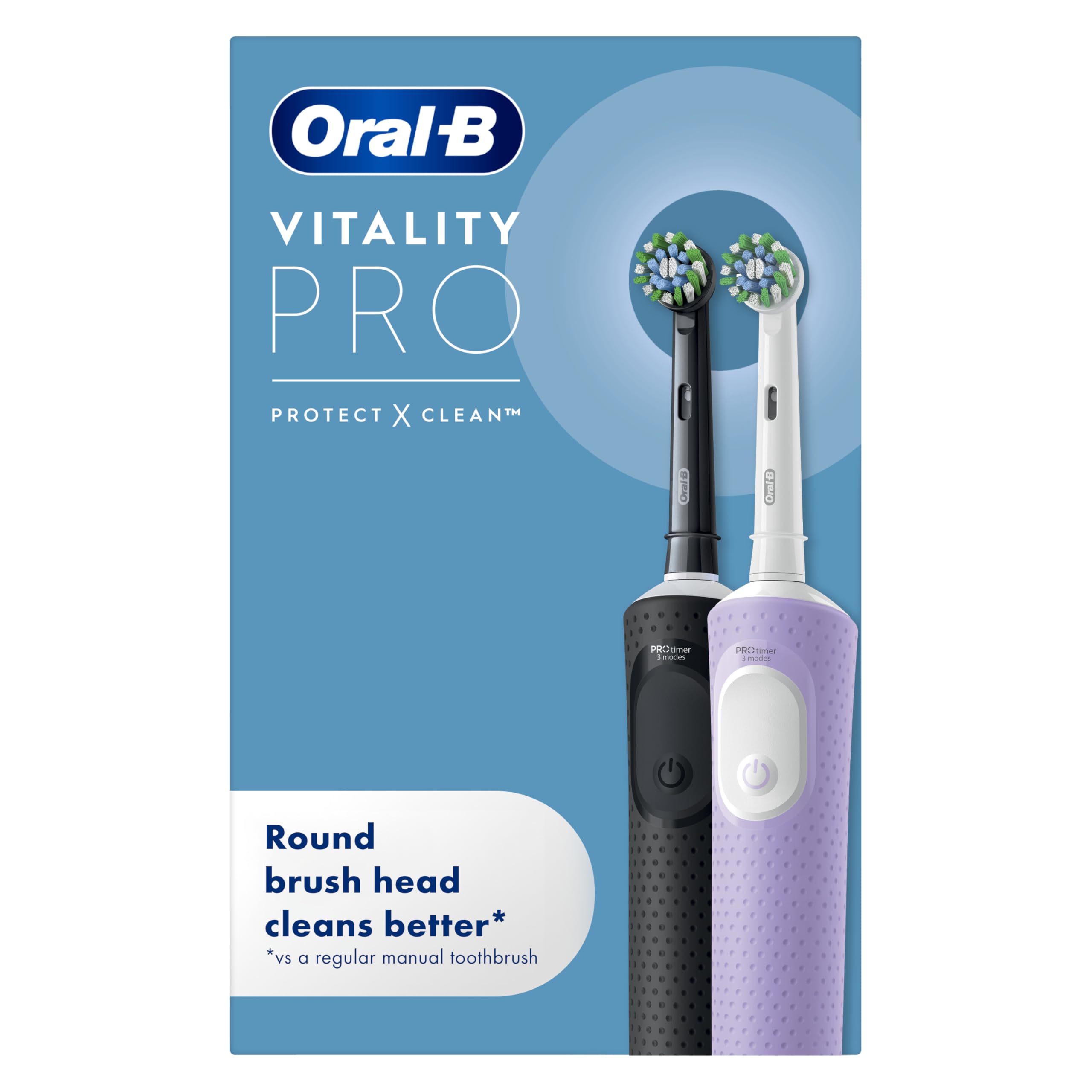 Oral-B Vitality Pro 2x Electric Toothbrushes – Black & Purple, UK Plug