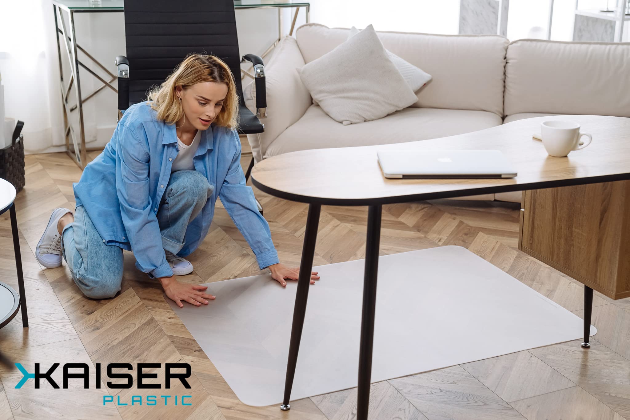 Kaiser Plastic Tapis de protection de sol, de qualité supérieure, transparent, certifié TÜV, idéal pour les sols durs, 100 x 120 cm