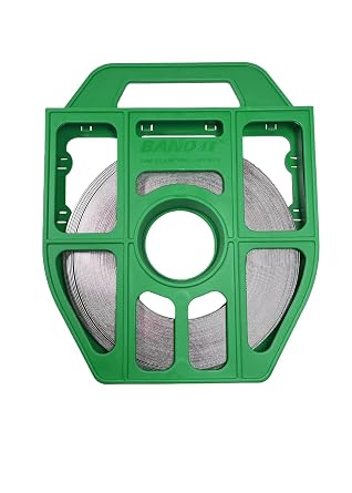 Band-It C205G9 5/8" Wide, 0.030" Thick, 201 Stainless Steel Bright Annealed Finish Band 100 Roll in A Green Tote