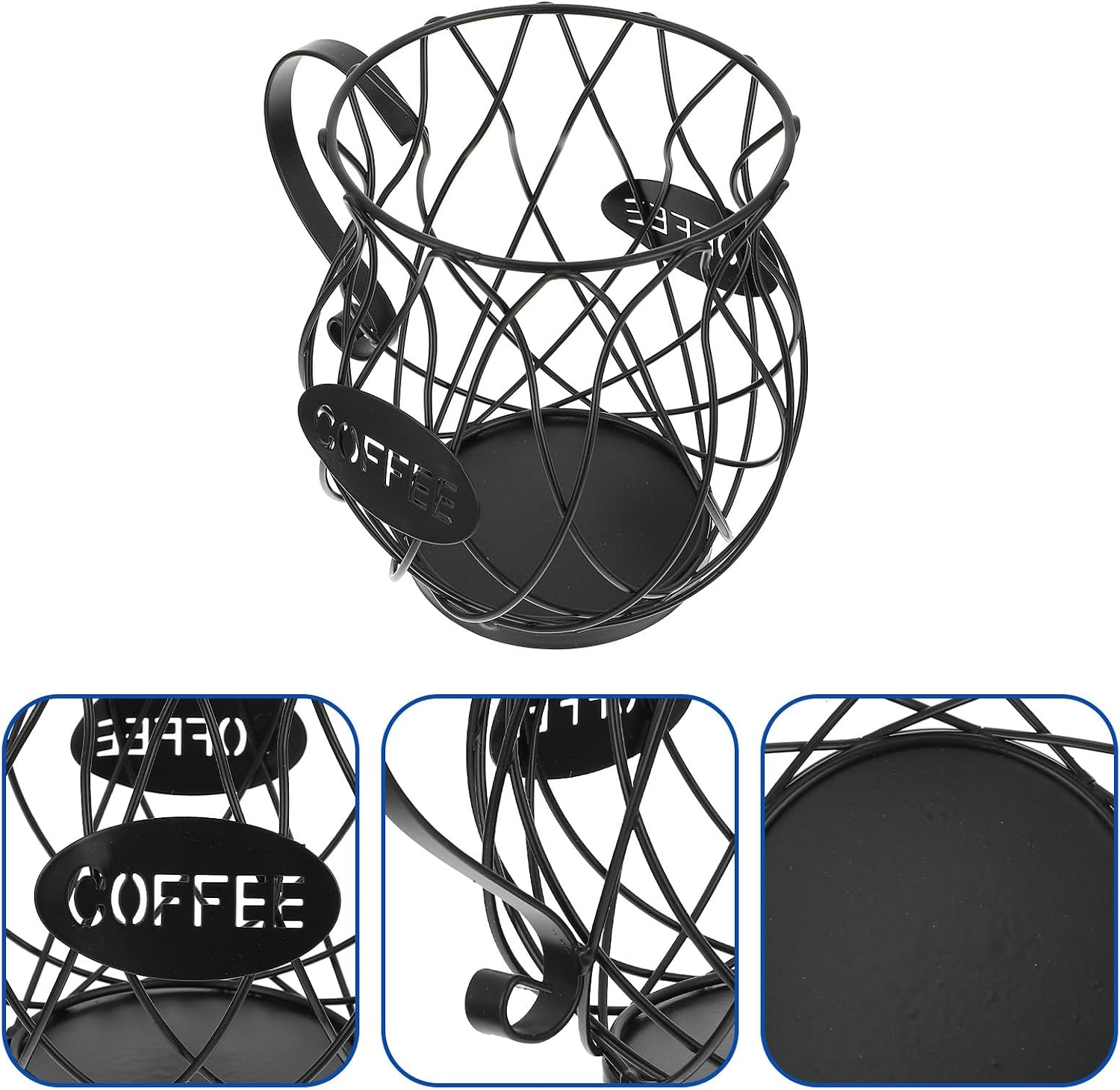 Wakauto Wrought Iron Coffee Pod Organizer and Fruit Basket Large Capacity Coffee Storage Rack for Kitchen Counter Espresso Capsule Holder Home Storage Solution