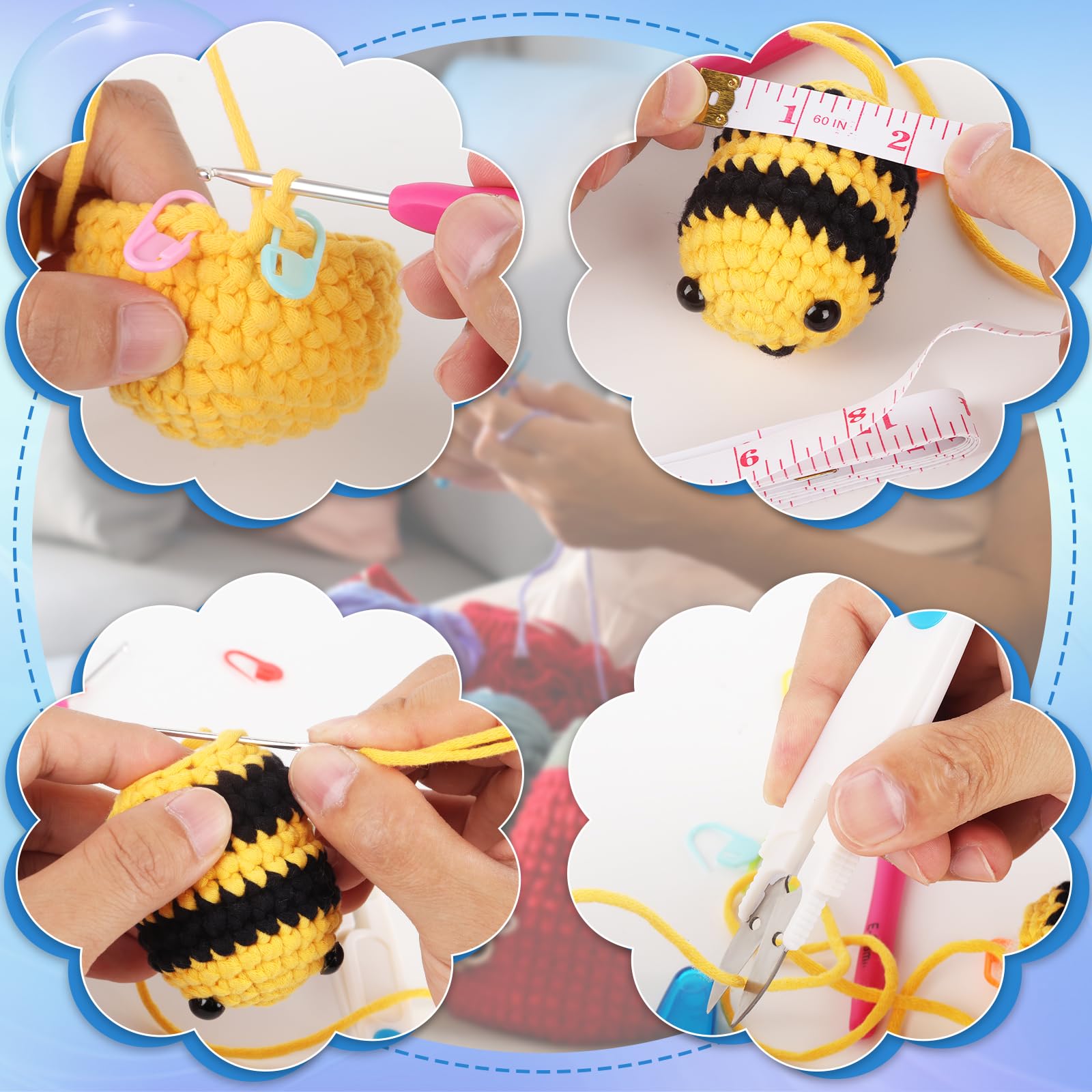 Coopay Kit Crochet Debutant Complet, 15 Pelotes de Laine Crochet, Accessoires de Crochets Tricot, 73 Kits de Crochets Ergonomiques 2,0-10mm, Crochet Kit, Cadeau Créatif pour Famille - Noir