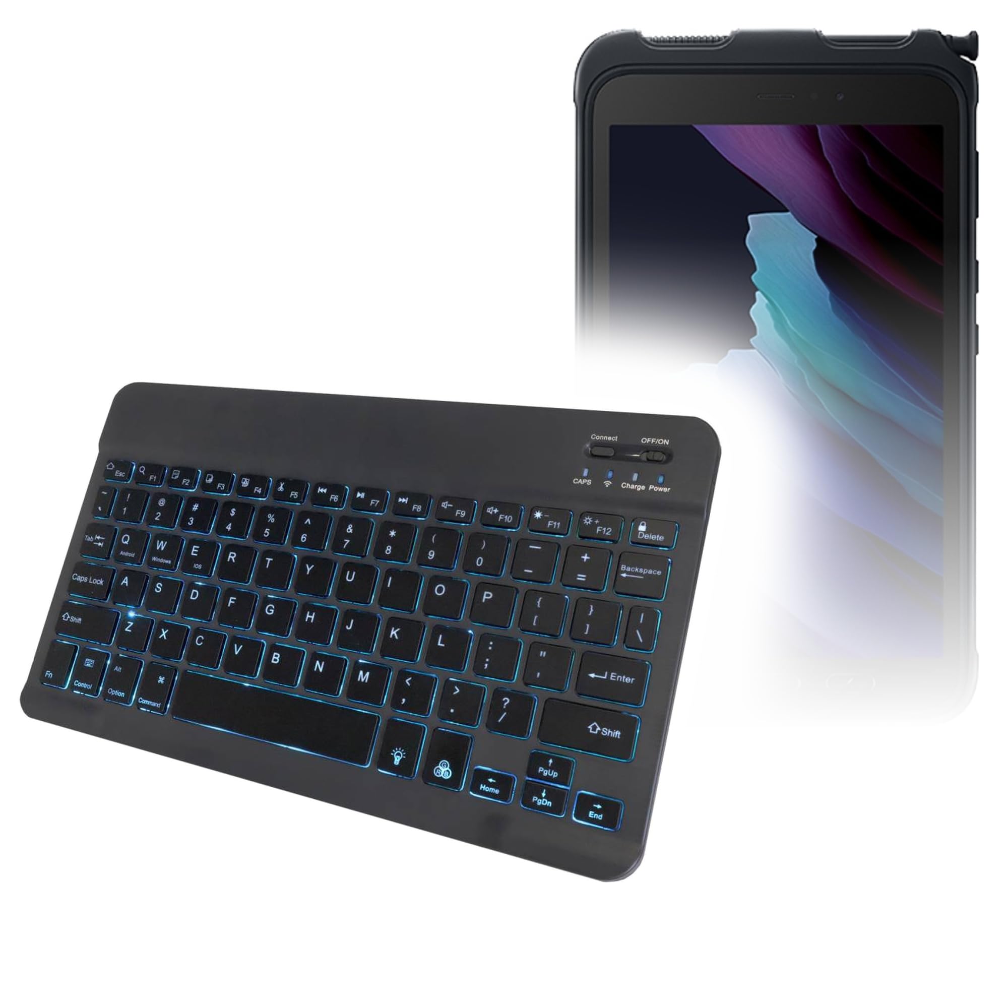 BoxWave SlimKeys Backlit Bluetooth Keyboard for Samsung Galaxy Tab Active 3 - Jet Black