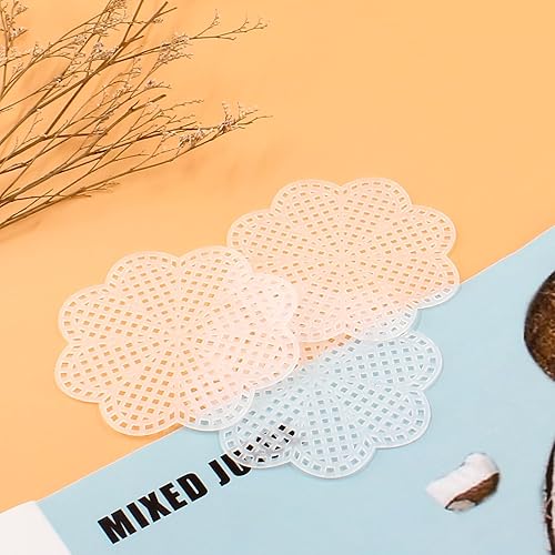 Miniatura 5 de Hordion 10 hojas de flores de lona de plástico de malla de 3 pulgadas, lienzo de punto de aguja en blanco para bordado, malla de plástico blanco