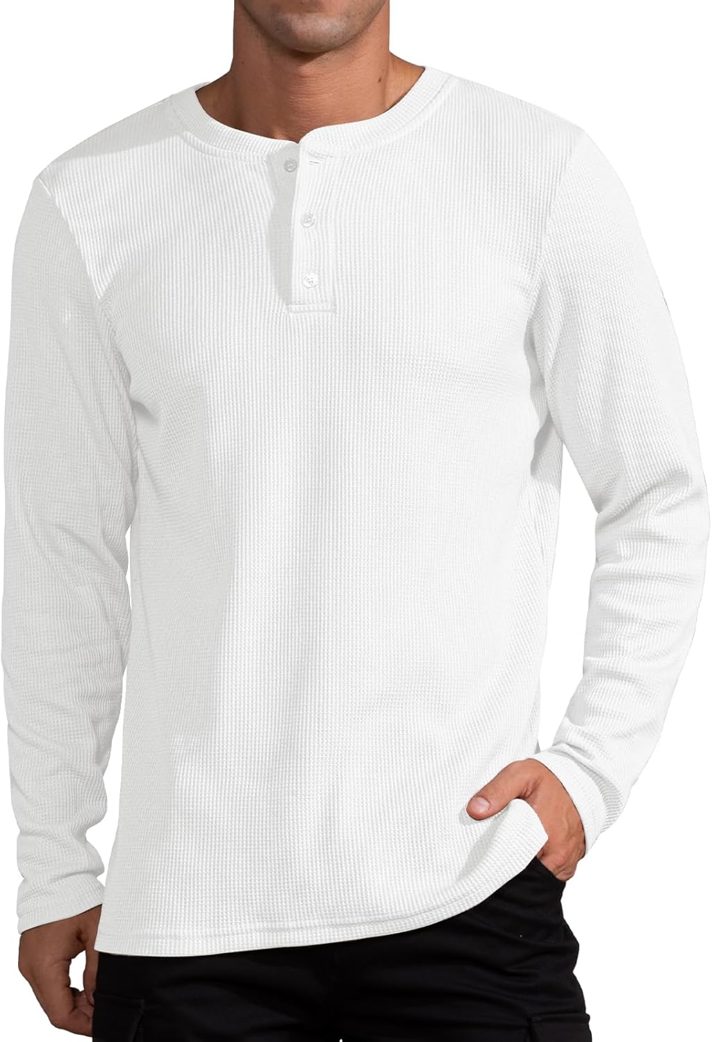 QUALFORT Henley Shirt for Men, Long Sleeve Cotton Blend Mens Pullover Top Outfits 2026 - Image 5