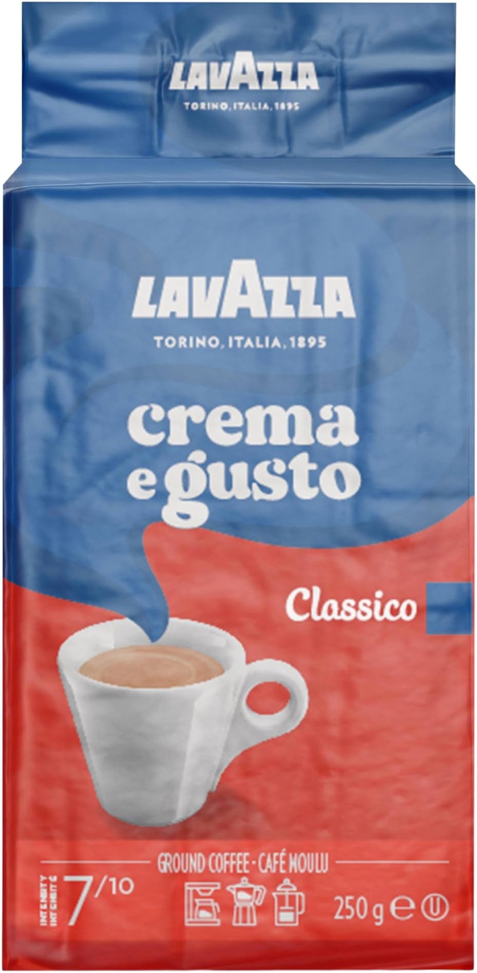 Lavazza Crema e Gusto Ground Coffee Blend, Espresso Dark Roast, 8.8 Ounce (Pack of 4)