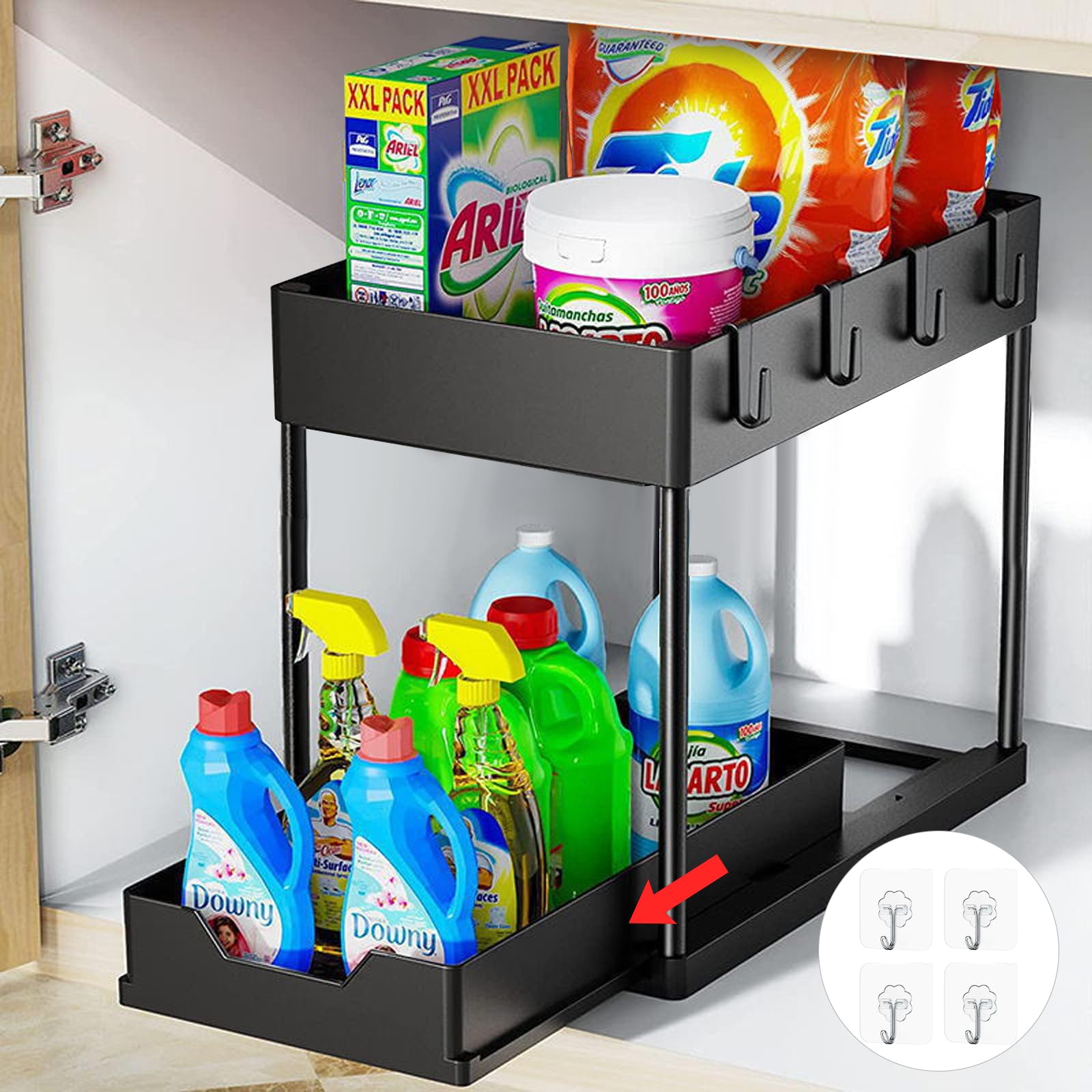 LIWEGHT Under Sink Organizer 2 Pack, Bathroom Cabinet Organizer, 3 Tier Sliding Cabinet Basket Organizer Drawer, Multi-Purpose Bath Collection Baskets for Bathroom(1Pack)