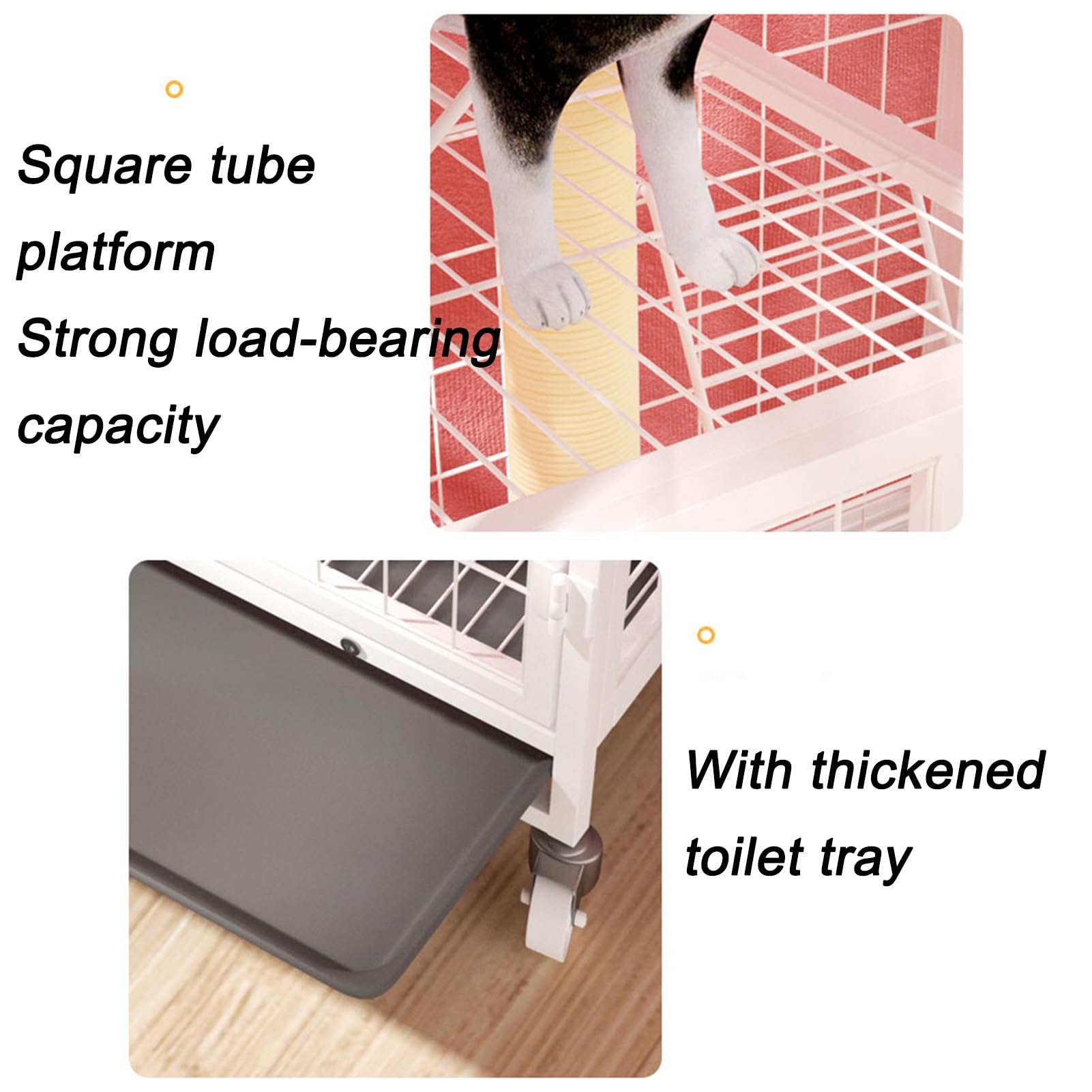 Recinto per Gatti Catio da Esterno, recinto per Gatti da Balcone con Piattaforme, Gabbia per Gatti da Interno/Esterno con Ampio Spazio e Ruote, Vassoio Estraibile, Cuccia per Gatti Chiusa mu