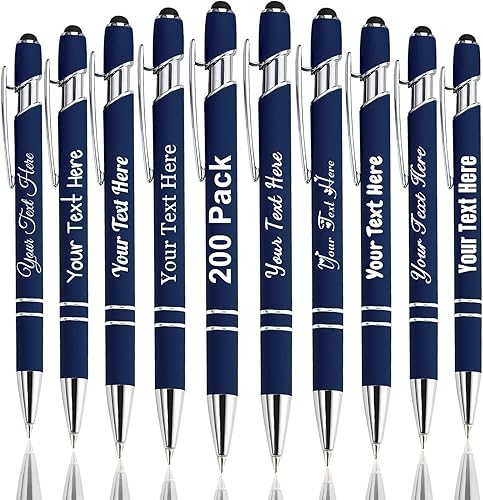 Miniatura 65 de Hasta 300 bolígrafos personalizados a granel con nombre personalizado con grabado gratis, puntas de lápiz capacitivo grabado, bolígrafo para Púrpura