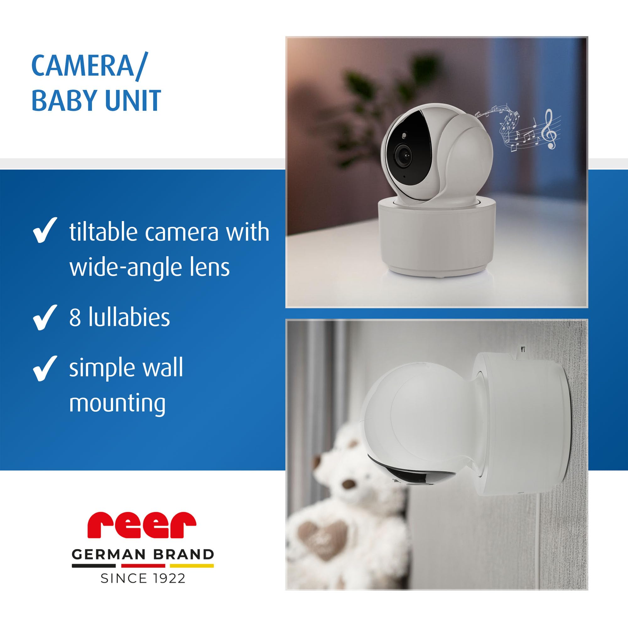 Reer BabyCam XL Move | Vigilabebés Digital | tecnología FHSS a Prueba de escuchas | Pantalla TFT de 4,3" | Alcance de 300 m | cámara giratoria e inclinable | visión Nocturna | función de