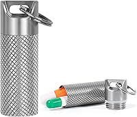 Vista 1 de TISKY Pequeño portaplágrimas para llavero, portátil, caja de píldoras impermeable, de titanio, mini pastillero para viajes al aire libre o bolsillo