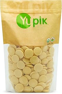 Yupik Organic Cocoa Butter Wafers, 2.2 lb (35.2 oz), Vegan, Gluten-Free, GMO-Free, Dairy-Free, Kosher, Pure Cocoa Butter, No Additives, Melts Smoothly, Ideal for Baking, Snacking, Molding & Topping