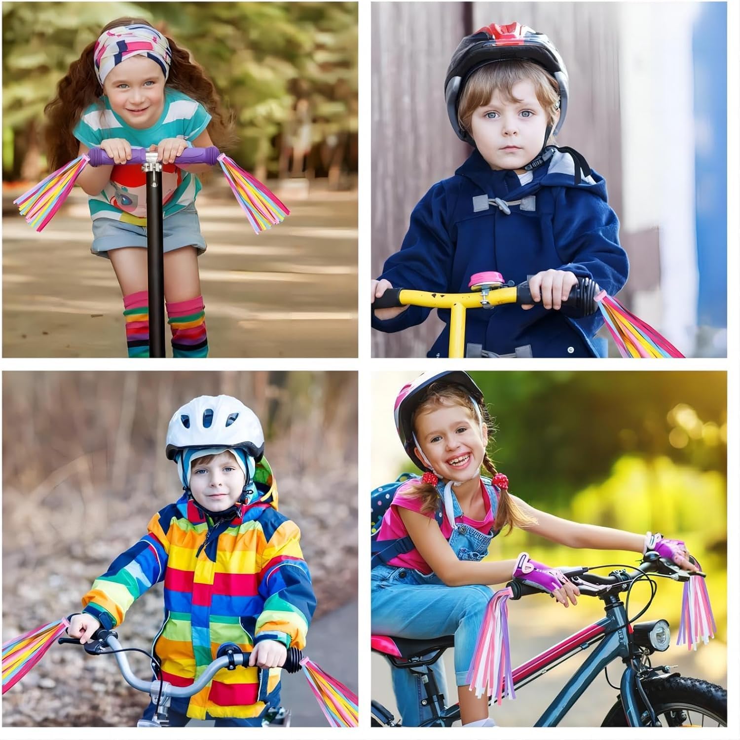 Rubans arc-en-ciel pour vélo enfants filles garçons trottinette accessoires