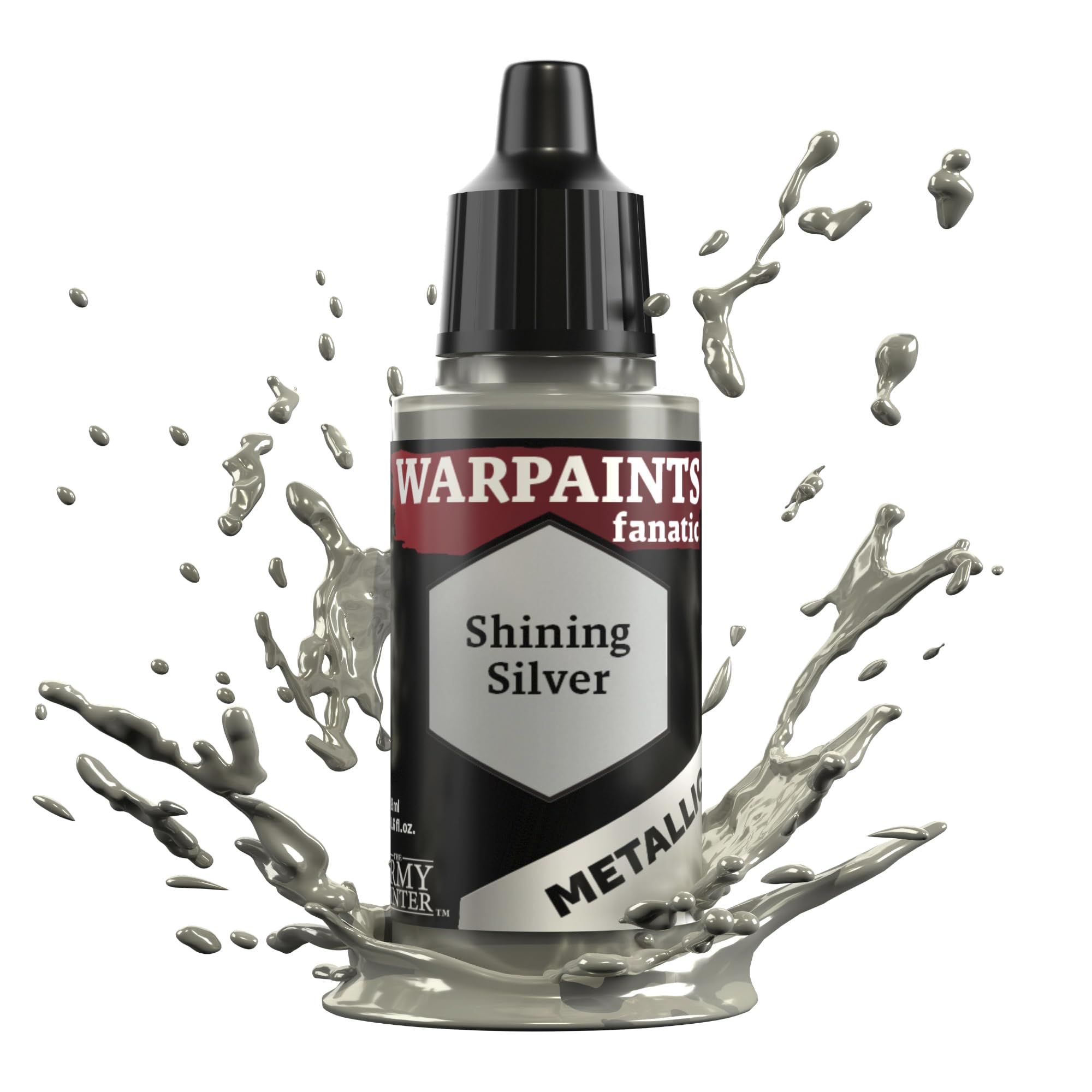 The Army Painter Silver Warpaints Fanatic Metallics Shining Single Acrylics, Miniature Hobby Painting, Quality Paint For Miniature Wargaming
