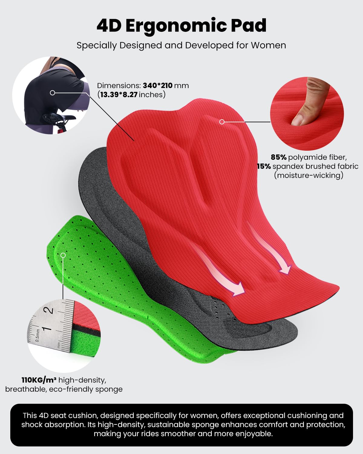 Sportneer Pantaloncini da ciclismo imbottiti da donna MTB Pantaloncini MTB Pantaloncini imbottiti da bici per le donne