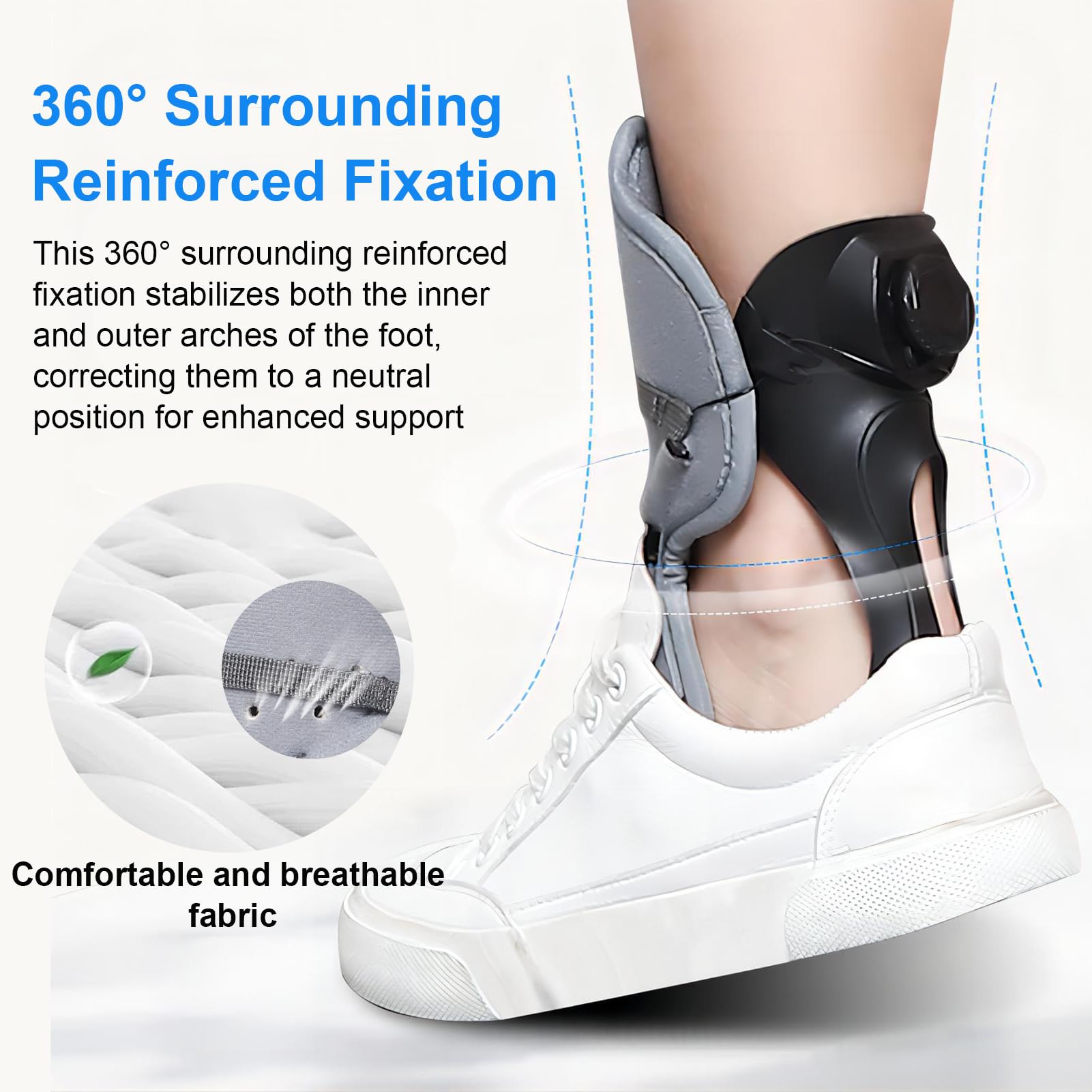 Attelle AFO pour Pied Tombant – Orthèse de Cheville et Pied réglable pour AVC, paralysie nerveuse, hémiplégie – Attelle légère et Confortable pour Usage Quotidien