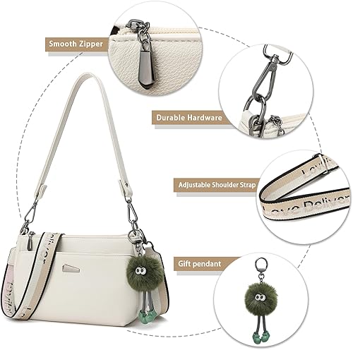 Vista 4 de Love Deliver Bolso bandolera para mujer, bolso cruzado con 2 correas extraíbles