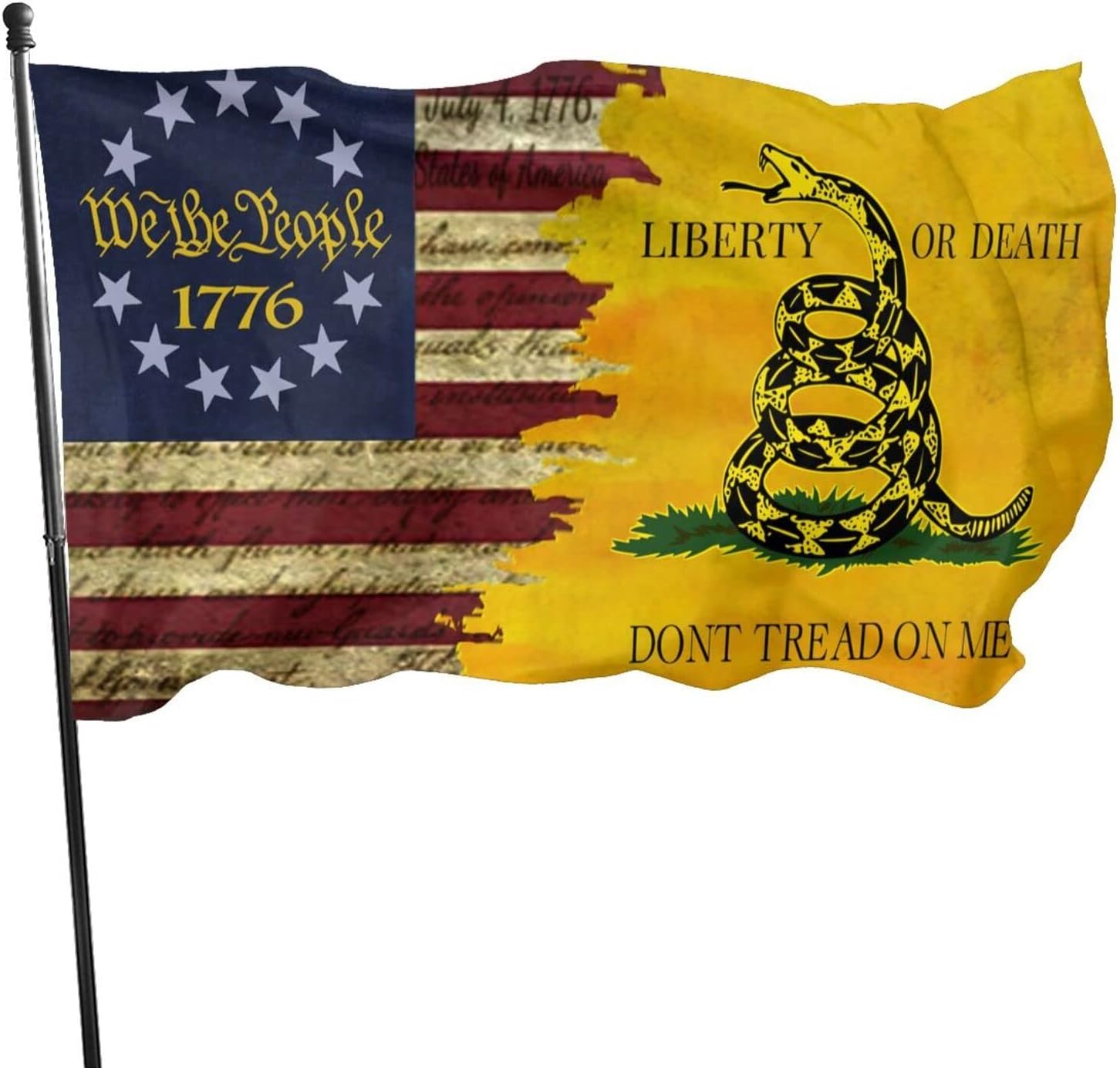 - Dont Tread On Me Flag 1776 Flag 3x5 Ft We The People Retro American Flag Polyester Double Sided Mirror Printing Outdoor House Patriotic Banner Decorate