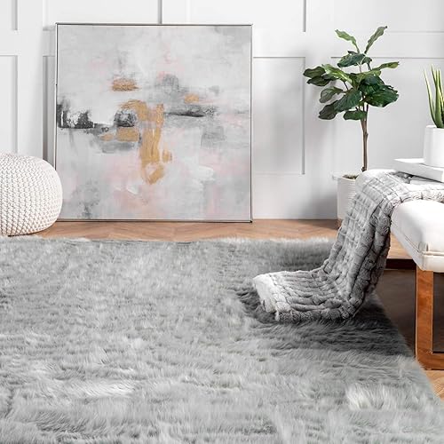 Miniatura 4 de nuLOOM Cloud - Alfombra de piel de oveja sintética suave, 2.0 x 8.0 pulgadas, color marfil, Tela