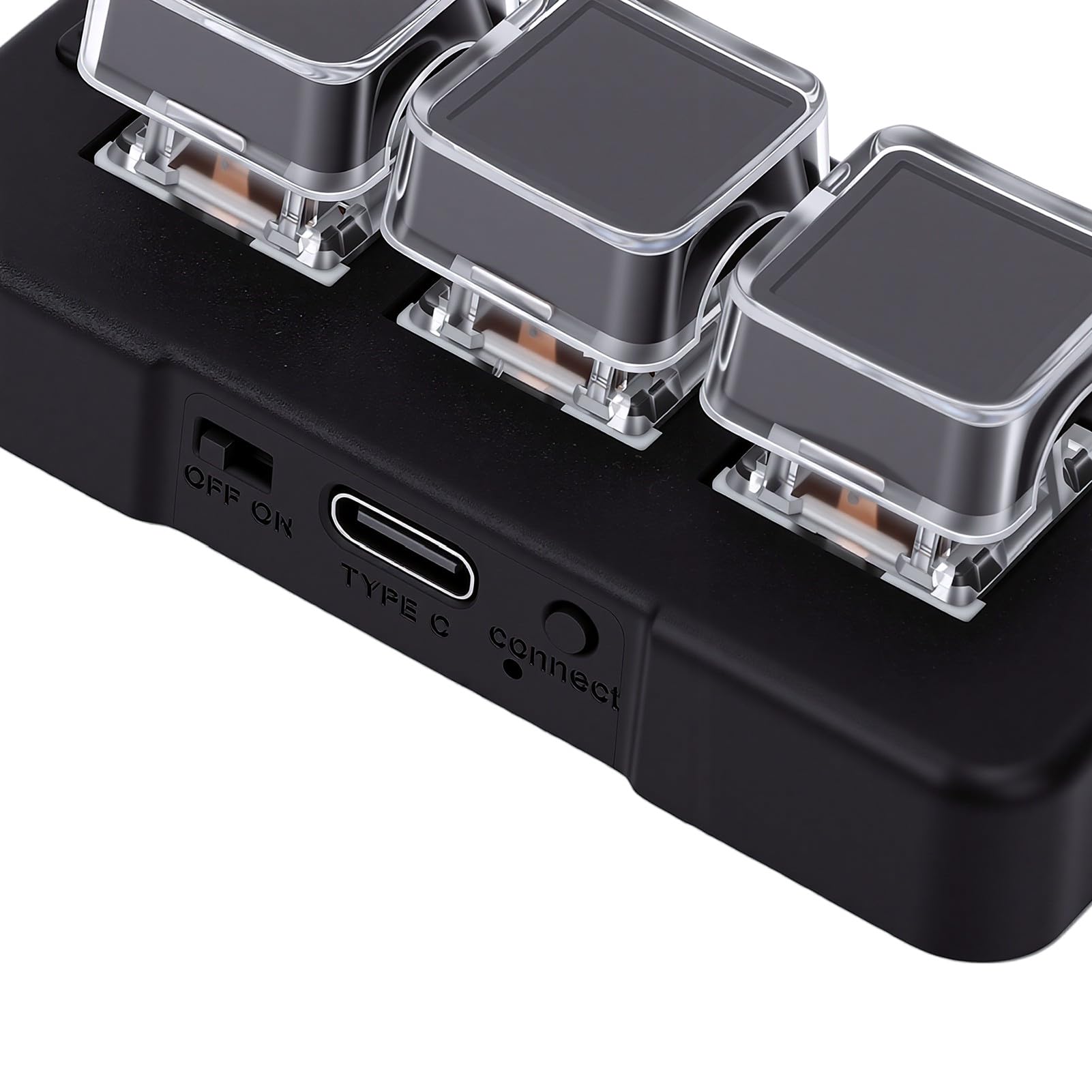 Jiawu Tastierino a 3 Tasti, 3 Livelli Programmabili, Connessione Bluetooth Cordless 2.4G (BLACK)