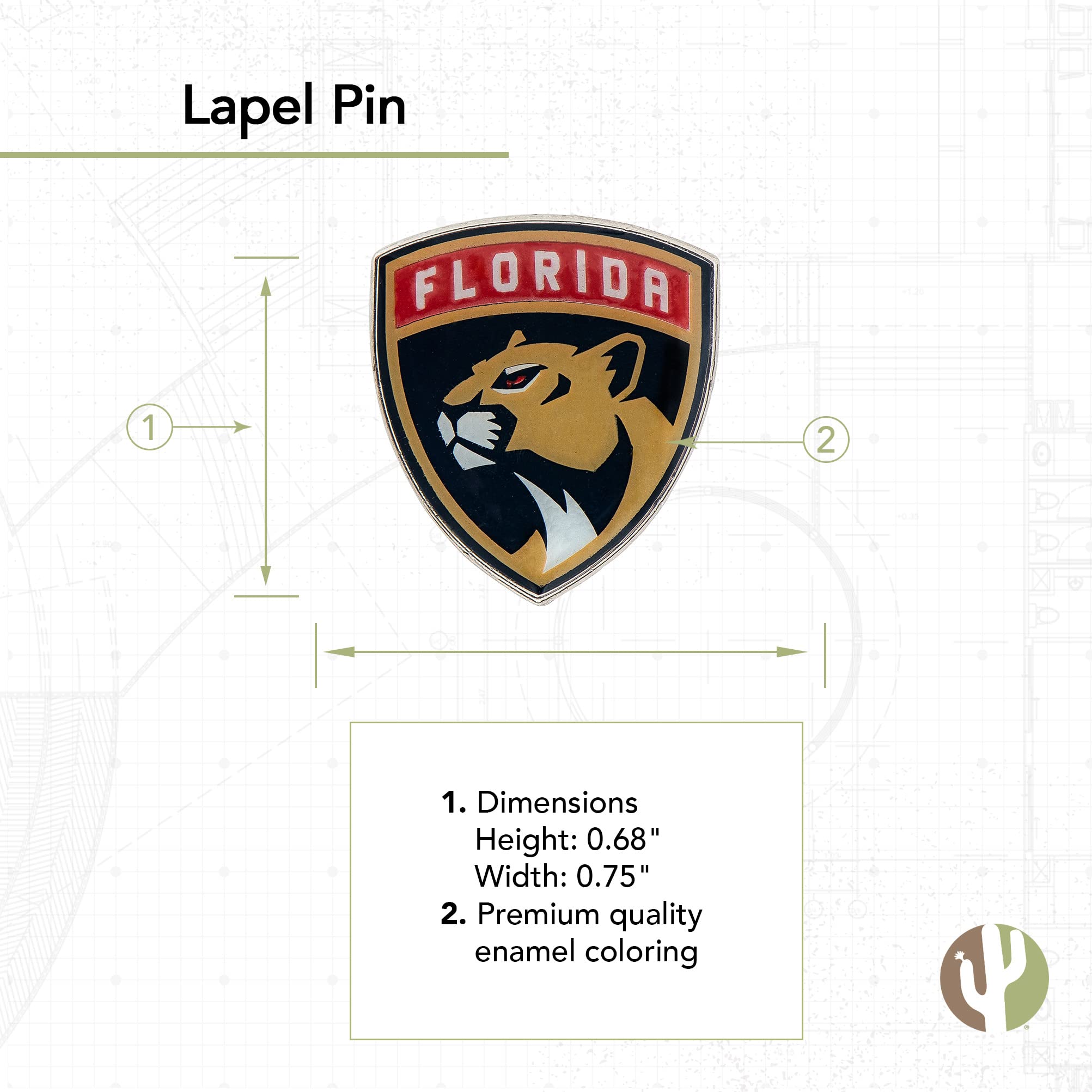 Desert Cactus Florida Panthers Lapel Pin NHL Team Logo National Hockey League Enamel Made of Metal (Lapel Pin)