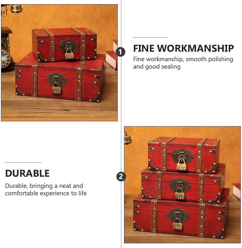DOITOOL 1pc Cosmetic Storage Box Baskets for Storage Jewelry Organizer Small Basket Jewelry Boxes Red Wooden