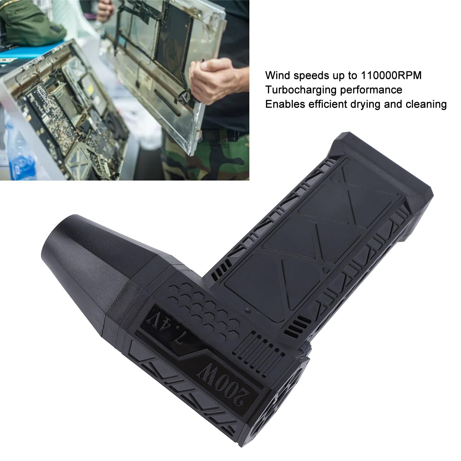 Dépoussiéreur électrique 110 000 tr/min, haute vitesse, rechargeable, portable, turbine, ventilateur à jet portatif pour nettoyage de clavier d'ordinateur de voiture, séchage, batterie 2600 mAh