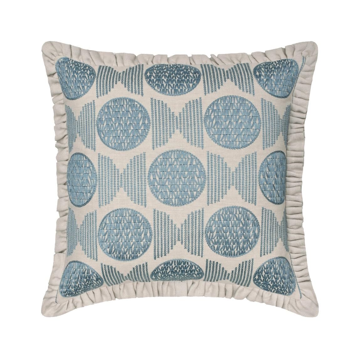 The HomeCentric Decorative Blue 50x50 cm (20"x20") Cushion Covers, Linen Embroidery & Frills Cushion Covers, Abstract Pattern Contemporary Style - Alisa โ image 1