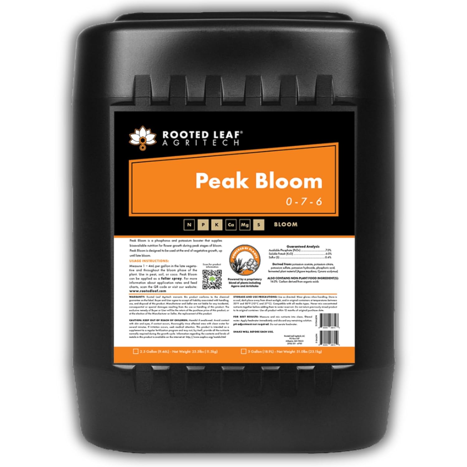 Peak Bloom - Carbon Based Liquid Flower Booster Fertilizer with Phosphorus and Potassium. Nutrition to Help Budding Plants Thrive, Nutrients for Flowering Plant - 1 Gallon