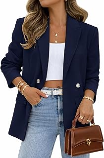 Blazers for Women Business Casual Long Sleeve Lapel Open Front Suit Jacket Office Work Clothes with Pockets