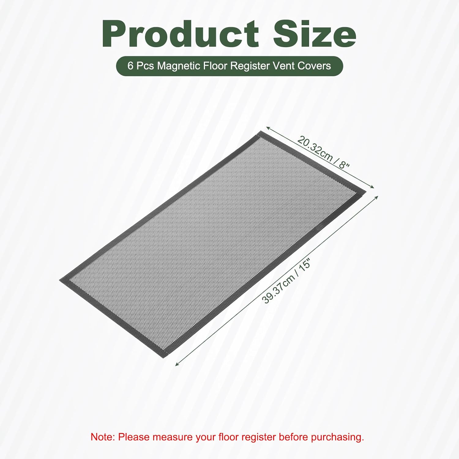 YOKIVE 6 Pcs Magnetic Floor Vent Covers, Floor Register Cover PVC Mesh Air Vent Screen Filters, Great for Home Floor, Wall, Ceiling, Catch Debris Hair Dust (Black, 15-Inch x 8-Inch)