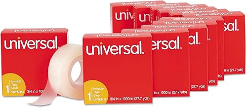 Miniatura 2 de Universal Cinta invisible, núcleo de 1 pulgada, 0.75 pulgadas x 83.33 pies, transparente, paquete de 12