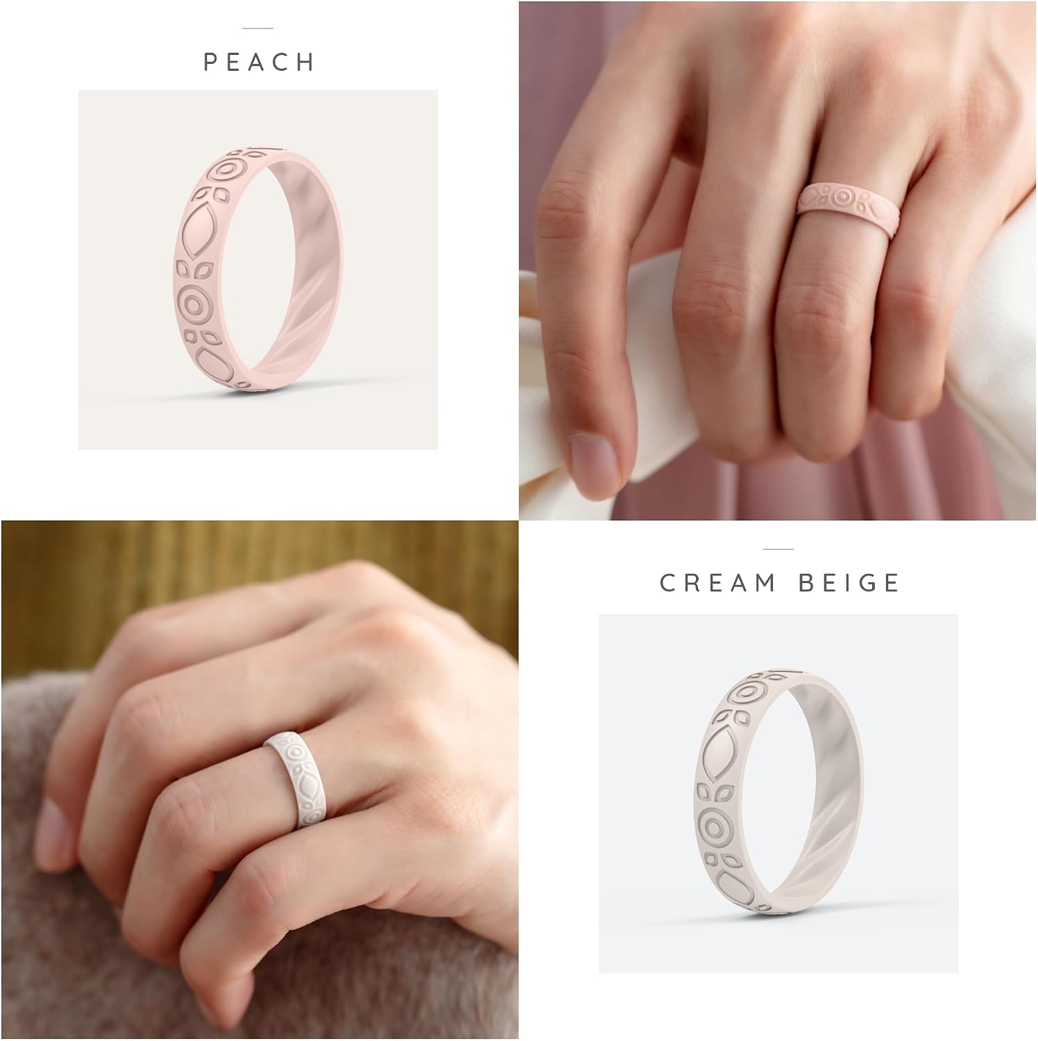 ThunderFit Silicone Wedding Bands for Women, Inner Arc Breathable Rubber Engagement Rings 5.5 mm Wide 1.8 mm Thick - 1/4/6/8/10 Variety Multipack