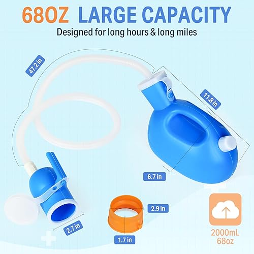 Miniatura 3 de ONEDONE Urinarios para hombres  Orinal portátil para hombres a prueba de derrames, botella de orina masculina con salida de orina separada, embudo