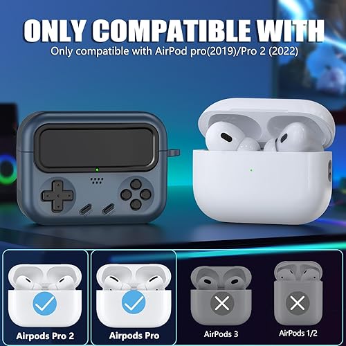 Miniatura 2 de Inesore Funda para Airpods Pro de 2 generación y funda para Airpod Pro con bloqueo seguro, diseño clásico de consola de juegos portátil, funda