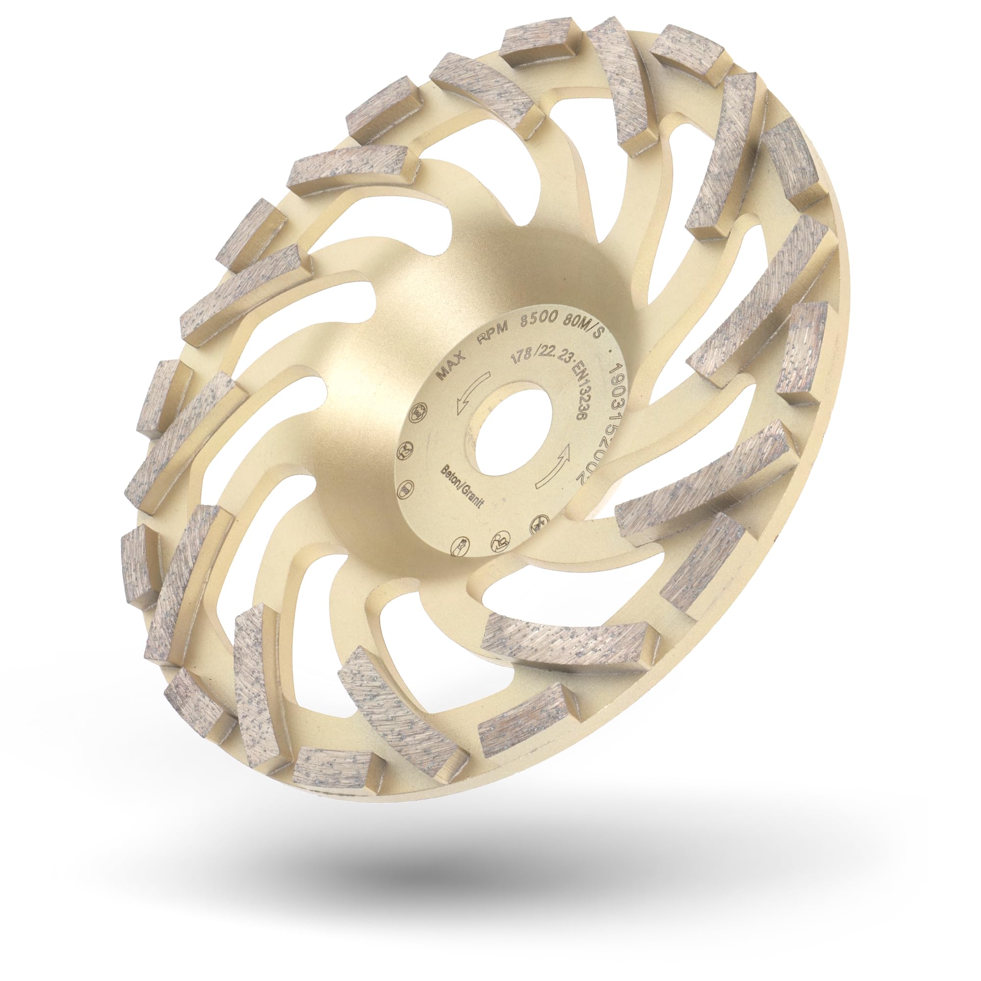 PRODIAMANT Muela de Copa Diamantada Turbo ST81 180 mm x 22,23 mm - Segmento 5 mm, para hormigón y piedra natural, calidad profesional, desbaste rápido y profesional, apto para amoladora angular