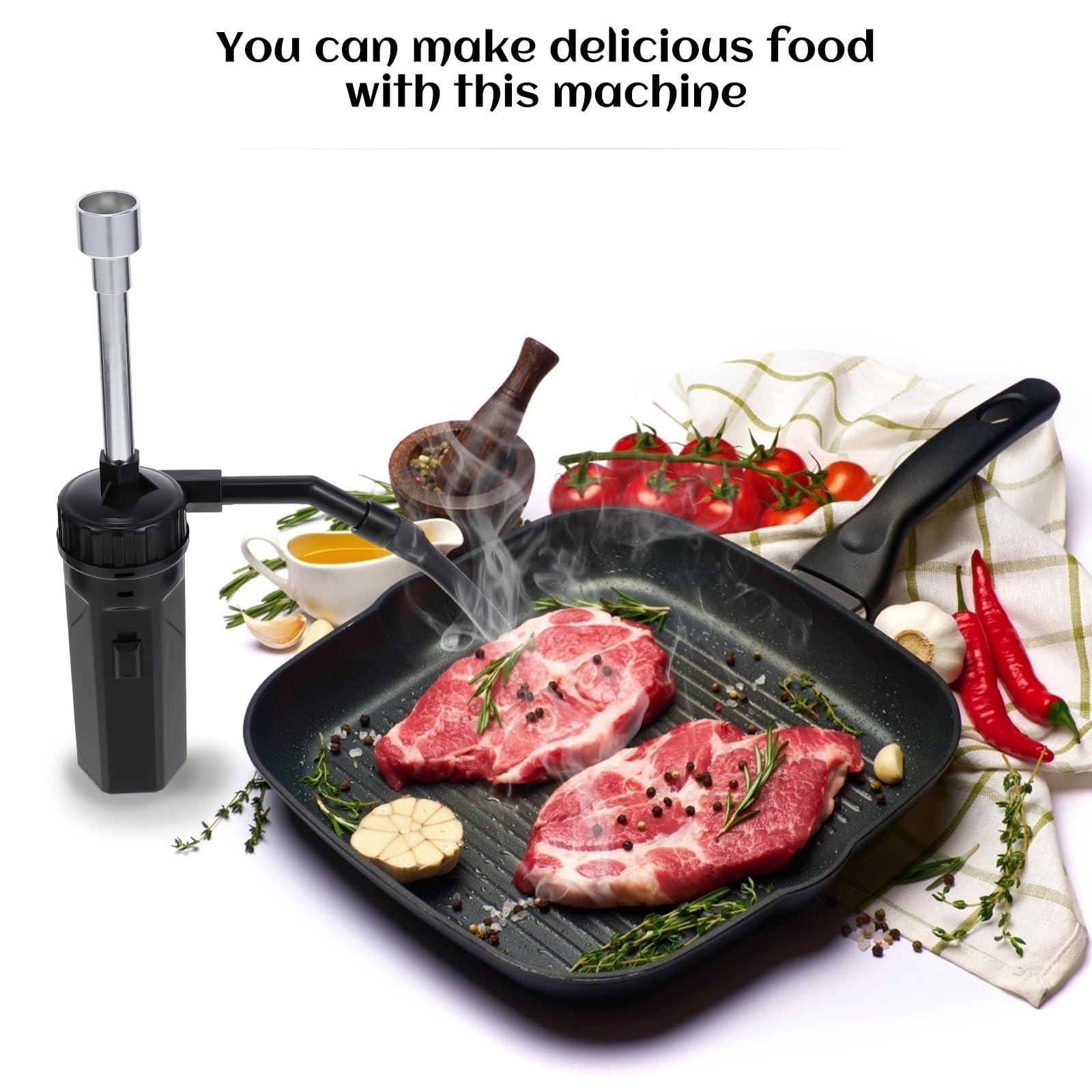 1pezzi Affumicatore Portatile per Cucina con Estensibile Sistema di Circolazione in Inox per Affumicare Bistecca e Salmone Design Elegante e Materiali Resistenti