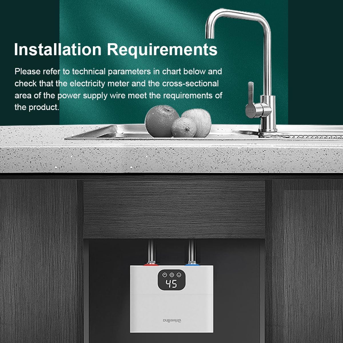 220V Calentador Agua Instantaneo Eléctricos,5500w Termo Eléctricos con Indicador LED de Temperatura,Sin tapón, Resistente a La Presión, Apto Para Lavabos, Cocinas, Fregaderos